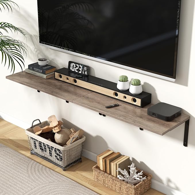 Fun Memories Floating Shelves for Wall, 12 Inch Deep Floating Shelves Set of 2 - Image 2