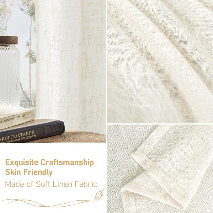 Cream Linen Sheer Curtains 78 inch Length - Image 7