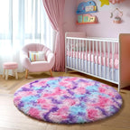 Amdrebio Pink Blue Purple Round Circle Rug 4Ft - Image 5