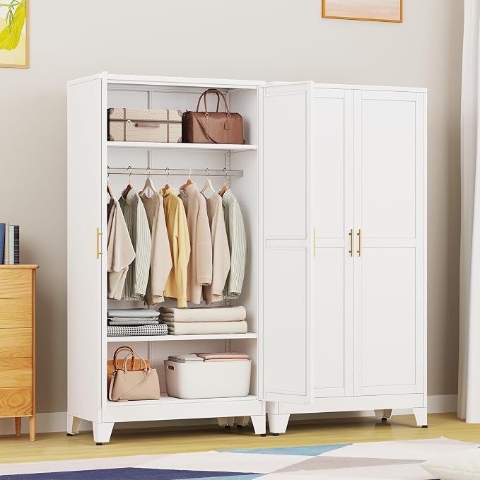 erosoei 71 "Metal Armoire Wardrobe Closet, Steel Clothing Storage Cabinet - Image 9