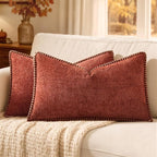 MIULEE Fall Decorative Lumbar Throw Pillow Covers 12x20 Inch Burnt Orange | by MIULEE