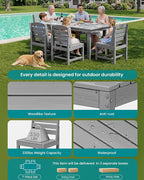 SERWALL Patio Dining Sets for 6 Person, HDPE Dining Set - Image 5