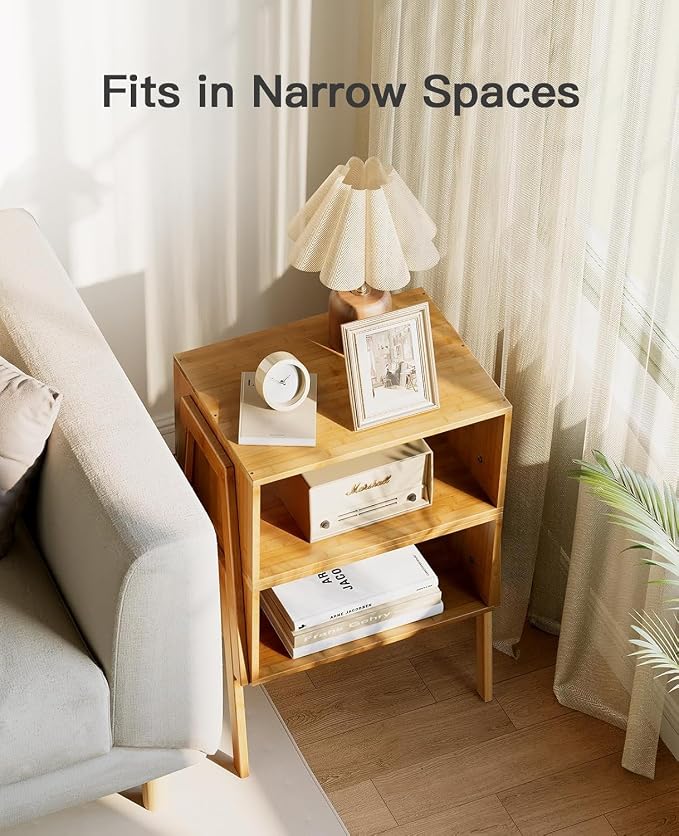 Pipishell Nightstands Set of 2, Bamboo Stackable Bedside Table, Night Stands - Image 4