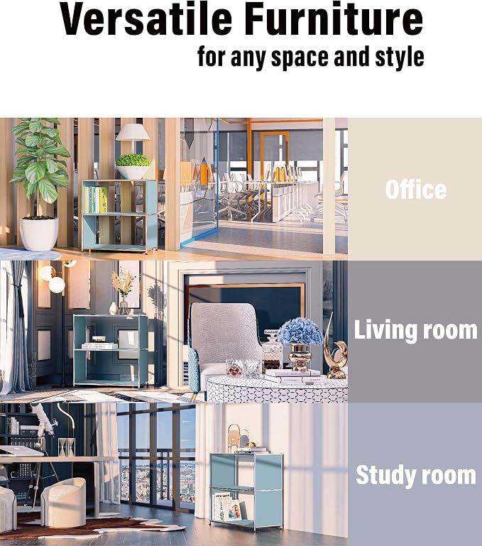 32-Inch 2-Tier Metal Bookcase, Open Shelf Storage Organizer - Image 6