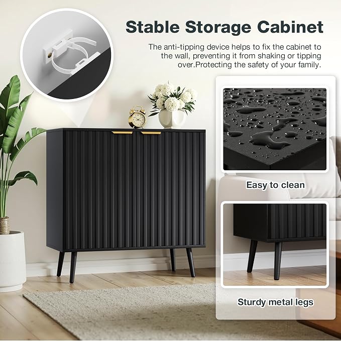Vrullu Modern Storage Cabinet, Wood Accent Cabinet - Image 6