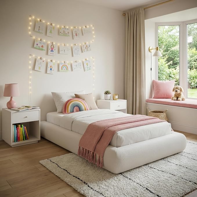 RECCI AirFrame Half-Moon Upholstered Twin Platform Bed Frame, Velvet Curved - Image 4
