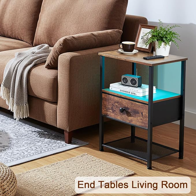 LOAKEKEL Night Stand Set 2, LED Nightstand - Image 8