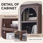 IFGET 76" Tall Arched Bookcase, Farmhouse 5 Tiers Narrow Arched Bookshelf - Image 3