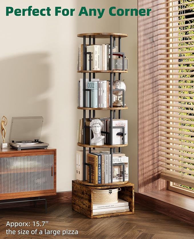 Kalrin 5 Tier Rotating Bookshelf - Image 4