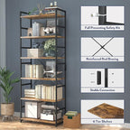 NUMENN 6 Tier Bookshelf, Tall Bookcase Shelf Storage Organizer, Modern Book - Image 6