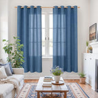 YoungsTex Navy Blue Linen Curtains 72 Inch Length - Image 2
