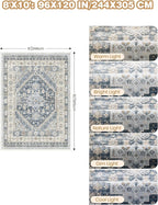 Washable Rugs 8x10 Area Rugs for Living Room, Vintage Floral Bedroom Rugs - Image 2