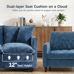Loveseat Sofa with Ottoman, Comfy Chenille Small Couch - Image 4
