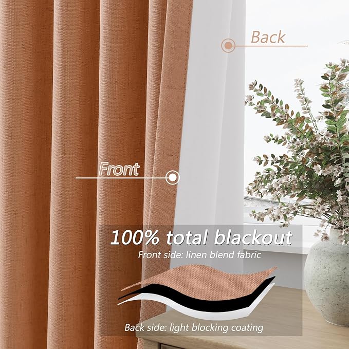 100% Blackout Curtains 84 Inch Length 2 Panels Set - Image 4