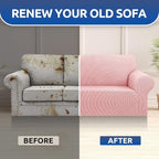 Stretch Couch Covers for Sofa, 3 Cushion Couch Slipcover, Dusty Pink | 1-Piece - Image 8