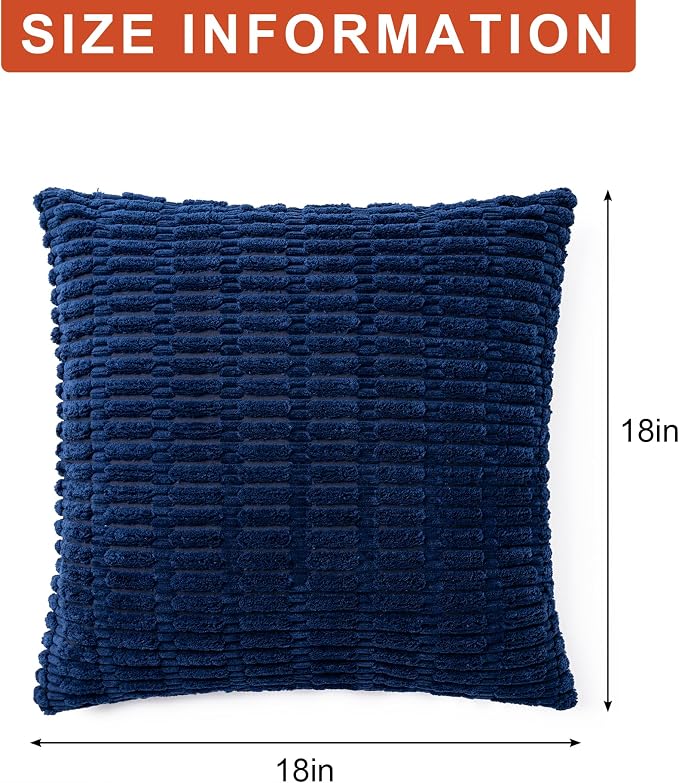 Aegero Pack of 2 Corduroy Decorative Throw Pillow Covers 18x18 Inch - Image 7