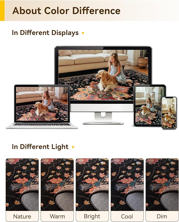 RELEANY Washable Area Rug, Square 8'x8', Water Repellent, Pet Friendly - Image 6
