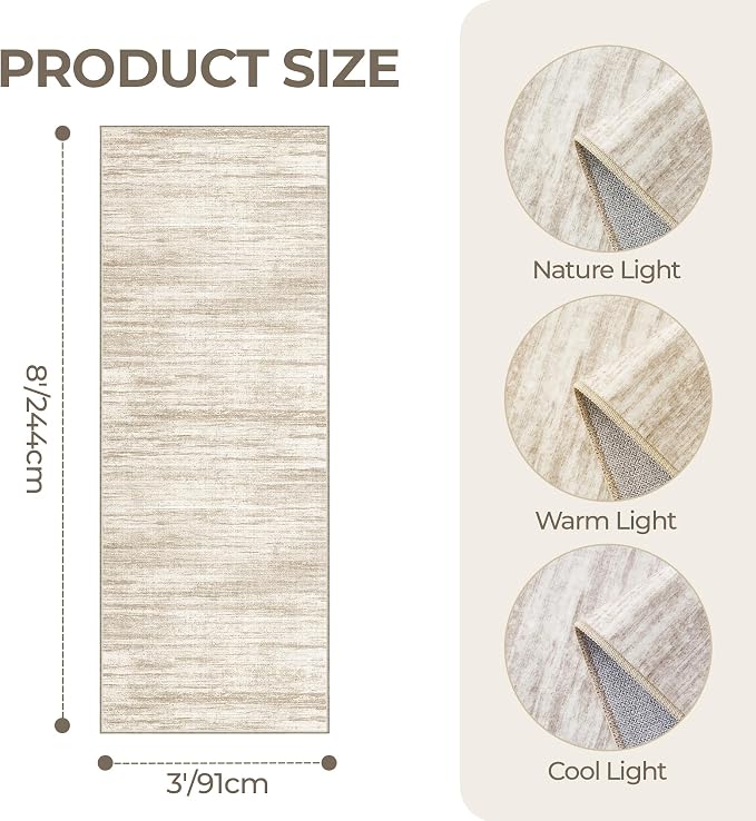 3x8 Runner Rug Non Slip, Washable Hallway Runner Rug, Nursery Room, Soft Runner - Image 2