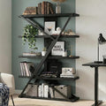 FUSUNBAO Industrial Bookshelf, Vintage 5-Tier Tall Bookcase by FUSUNBAO