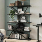 FUSUNBAO Industrial Bookshelf, Vintage 5-Tier Tall Bookcase by FUSUNBAO