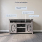 BELLEZE Modern 48 Inch Barn Door Wood TV Stand & Media Entertainment Center - Image 3