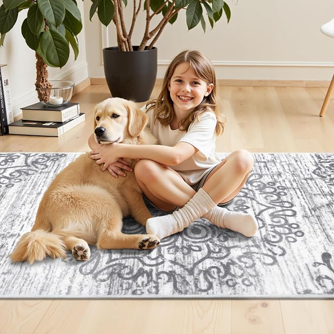 HEBE Hallway Runner Rug 3'x6', Washable Non Slip Kitchen Rug Runner | Soft Boho - Image 6