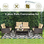 Tangkula 4 Piece Patio Furniture Set, Outdoor Wicker Conversation Set - Image 6