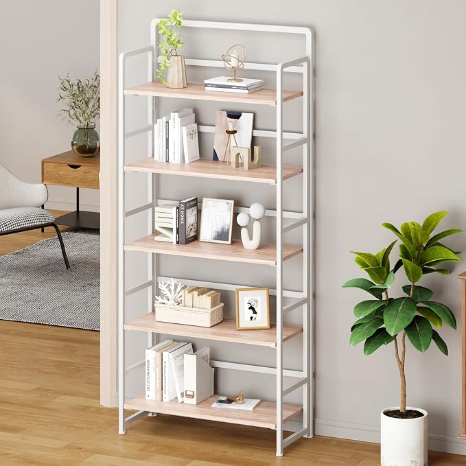 No Assembly Folding Bookshelf, 5 Tiers Collapsible Book Shelf - Image 2