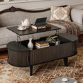 Oval Coffee Table with Storage, 47.2" Fluted Lift Top Coffee Table with 180° by Pruchant