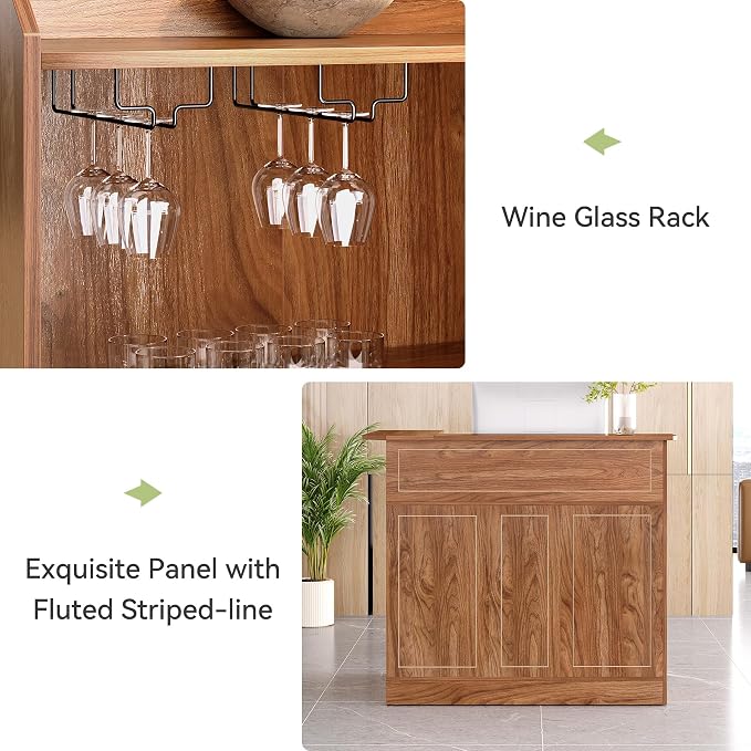 LITTLE TREE Bar Cabinet, 4-Tier Home Mini Bar Cabinet - Image 7