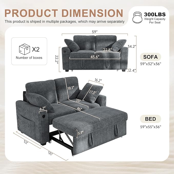 Hanherry 59" Loveseat Sofa - Image 3