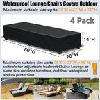 Patio Lounge Chair Covers 4 Pack Waterproof Outdoor chaise lounge cover 80" x - Image 2