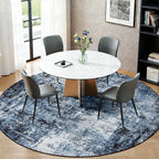 Rugflix Round Area Rugs 8Ft for Living Room, Washable Navy Blue Circle Rug | - Image 3