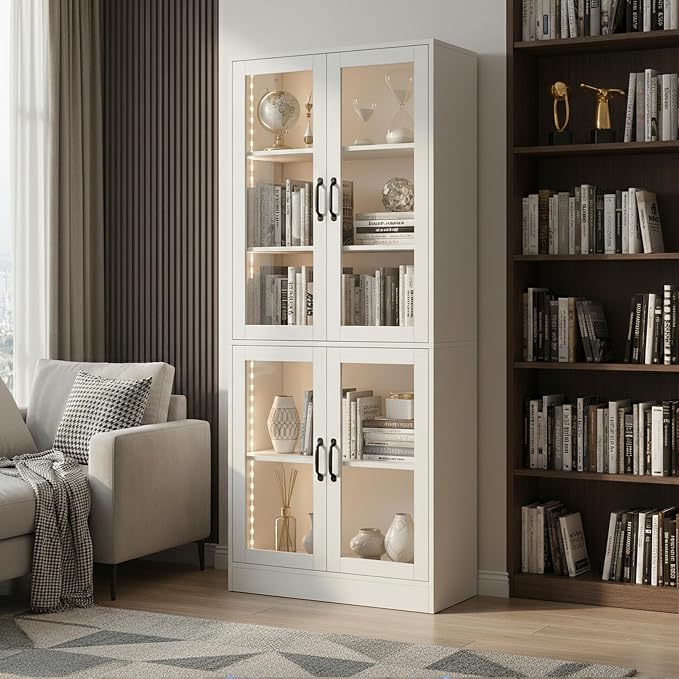 holzart Modern White 5-Tier Display Cabinet - Image 3