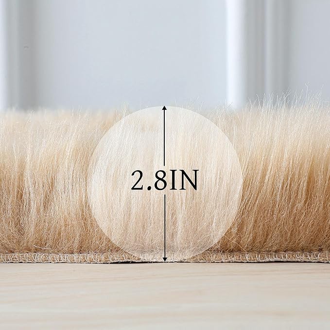 linmopm Faux Fur Rug Sheepskin Shag Fluffy Fuzzy 6x9 ft Beige Rugs - Image 3