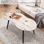 Small Coffee Table Cloud Shape Coffee Tables Unique White Wood Grain Tabletop - Image 5