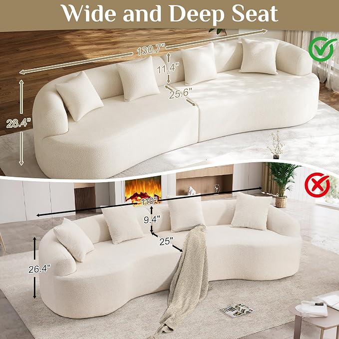 131" Oversized Sectional Sofa for Living Room, Modern Luxury Plush Chenille - Image 5