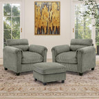 HAOMARKETS Corduroy 3-Piece Sofa Set, Upholstered Ottoman and Accent Chair Sofa by HAOMARKETS
