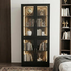 holzart Modern Black 5-Tier Display Cabinet - Image 4