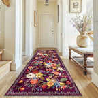 Purple Floral Hallway Runner Rug 3x7 by WelcometoBabovid