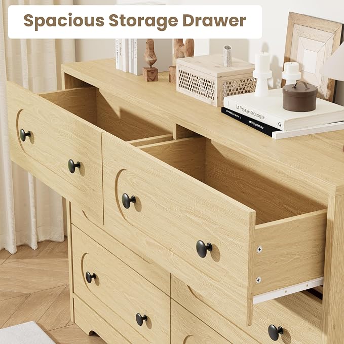 Garvee 6 Drawer Dresser for Bedroom, Wooden Mid Century Modern Chest of Drawers - Image 6