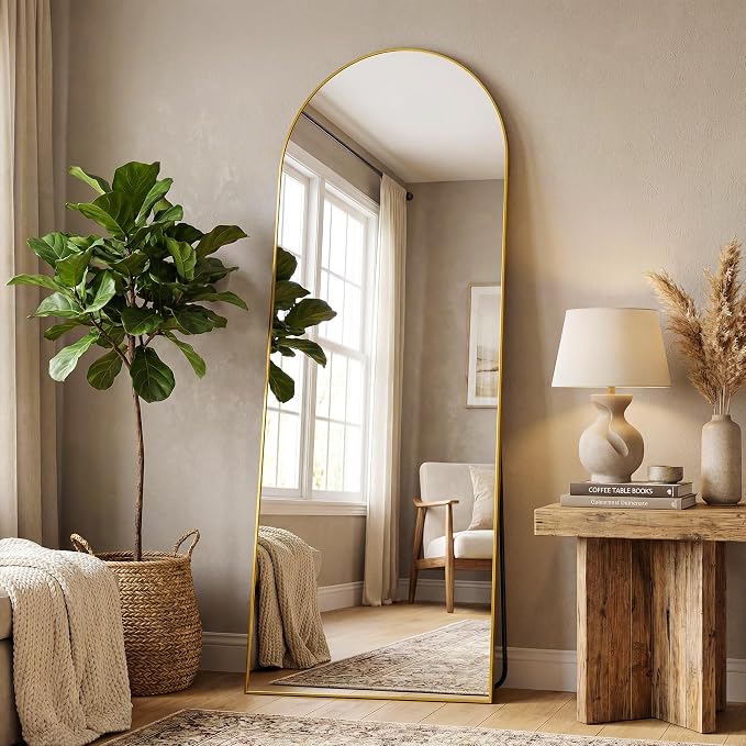 Antok 58" x19” Arched Full Length Floor Mirror, Free Standing/Wall Mount/Leaning - Image 3