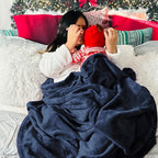 Bedsure GentleSoft Navy Blue Fleece Blankets King Size - Image 6