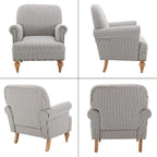 Black Striped Linen Fabric Accent Chairs Set of 2, Modern Farmhouse Upholstered - Image 9