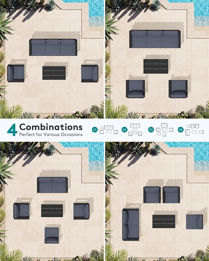 SERWALL HDPE Patio Conversation Set, 6-piece Sectional Outdoor Furniture Set - Image 8