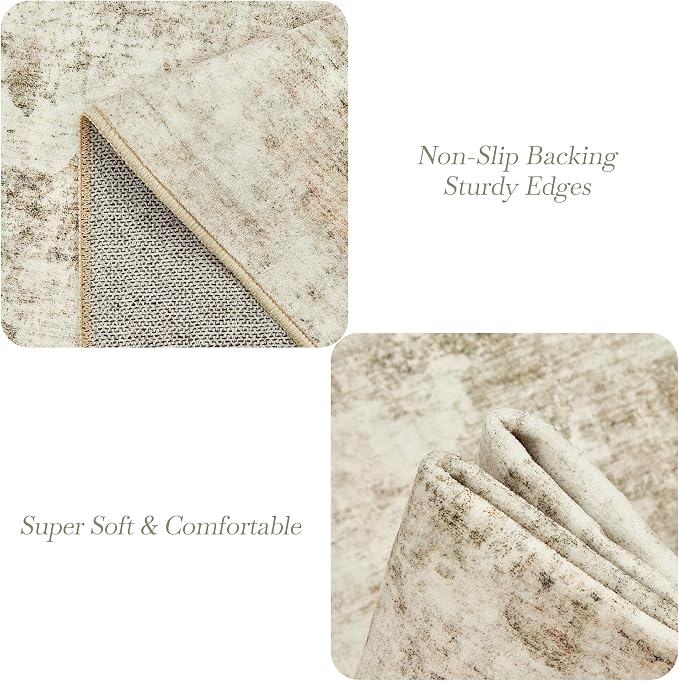 Soalmost Abstract Area Rug 6x9 for Living Room Washable Rugs Beige/Gray | - Image 7