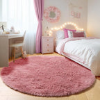 Blush Round Area Rugs 5ft, Soft Bedroom Circle Rug Mats by ONASAR