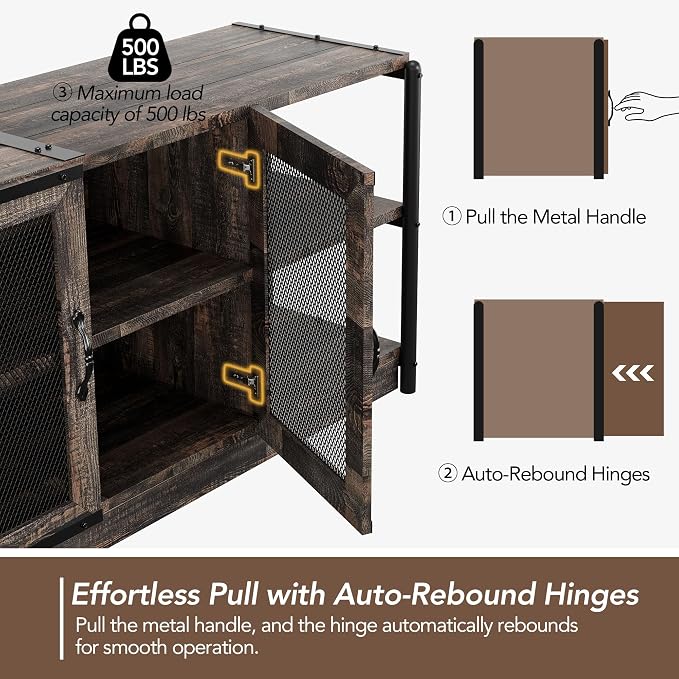 GarveeHome TV Stand for 65+ Inch TV, Rustic Entertainment Center TV Media - Image 3