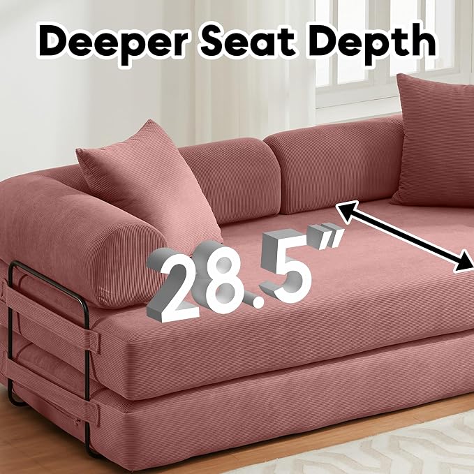 ZEIINPA 78.5 Inch Convertible Sleeper Sofa Bed, 5 in-1 Boneless Floor Couch Bed - Image 4