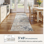 DMOYEST Washable Runner Rug for Hallway: 3x8 Neutral Modern Abstract Low Pile - Image 2